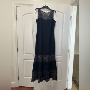 Navy Blue with Nude inside Evening Dress by London Times